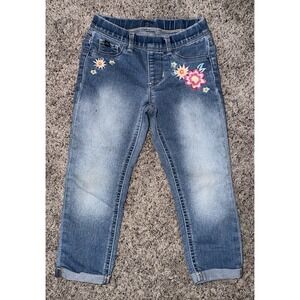 Girls Jeggings Cropped Denim Jeans Size S 6-6x Jordache Embroidered Flower